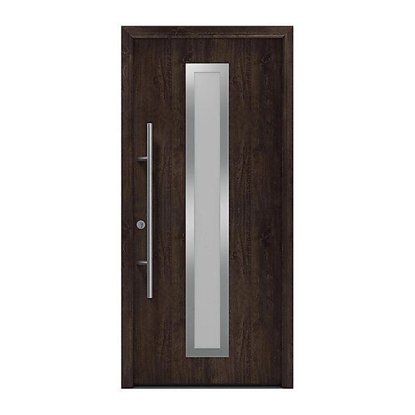 EcoStar Haustür Isopro Secur IPS 700S Eiche Dunkel 110 cm x 210 cm DIN L günstig online kaufen