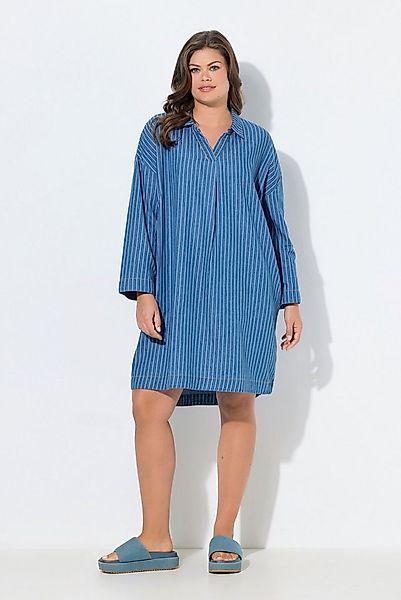 Laurasøn Midikleid Streifen Denim-Kleid Langarm günstig online kaufen