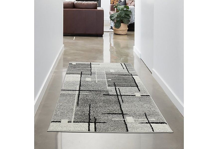 Carpetia Teppich Designerteppich mit abstrakt quadratischem Muster in grau, günstig online kaufen