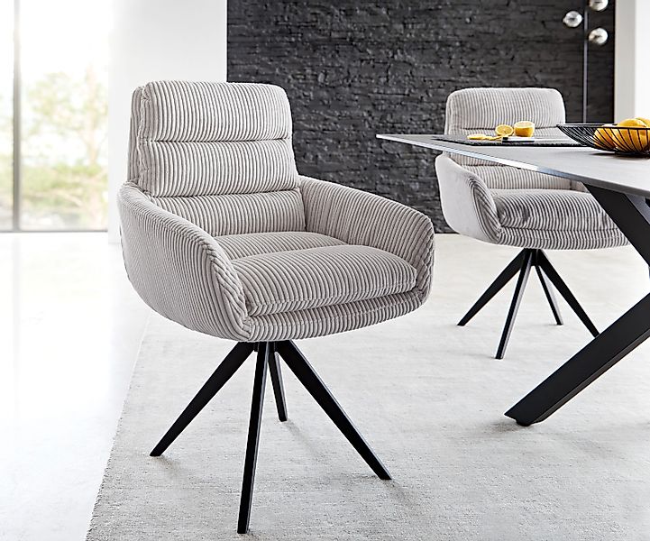 DELIFE Polsterstuhl Abelia-Flex, mit Armlehnen Kreuzgestell kantig Schwarz günstig online kaufen