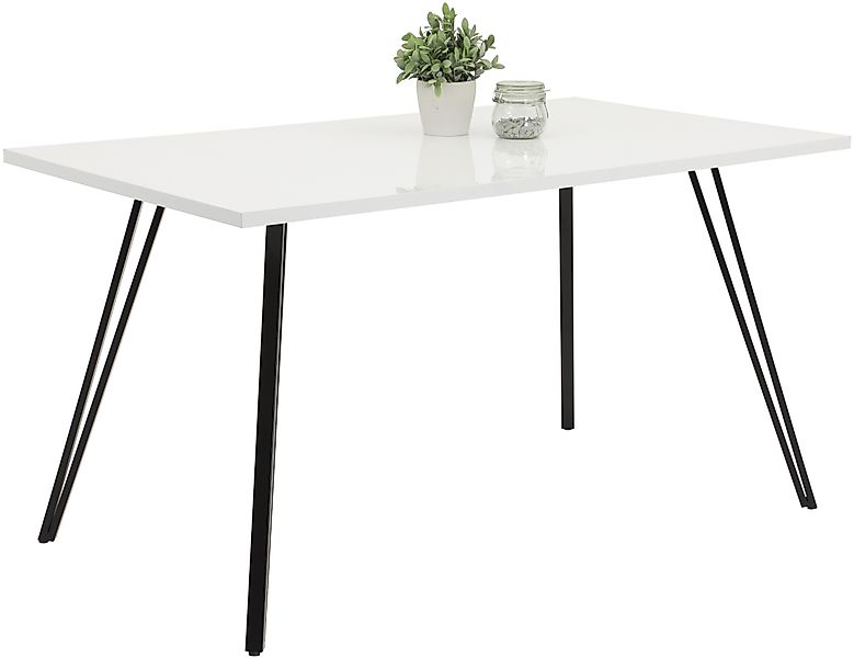 HELA Esstisch "JENN" 1 Stk. tlg. Hochglanz Weiß lackiert; Tischplatte fest; günstig online kaufen