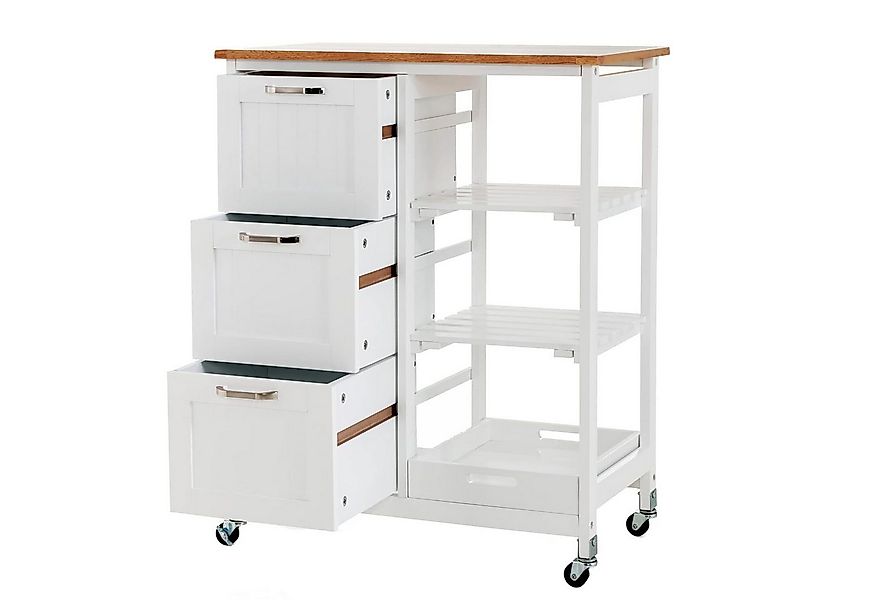 KOMFOTTEU Küchenwagen Servierwagen, mit 3 Schubladen & 3 Ablagen, 67 x 37 x günstig online kaufen