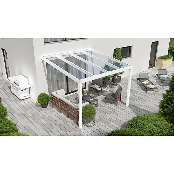 Terrassenüberdachung Professional 300 cm x 350 cm Weiß Glas günstig online kaufen