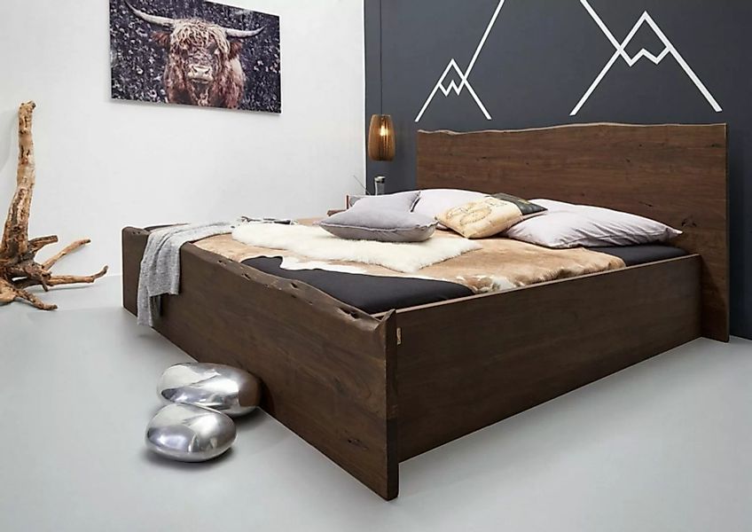 Massivmoebel24 Massivholzbett Bett Akazie 180x200x105 braun lackiert PURE A günstig online kaufen