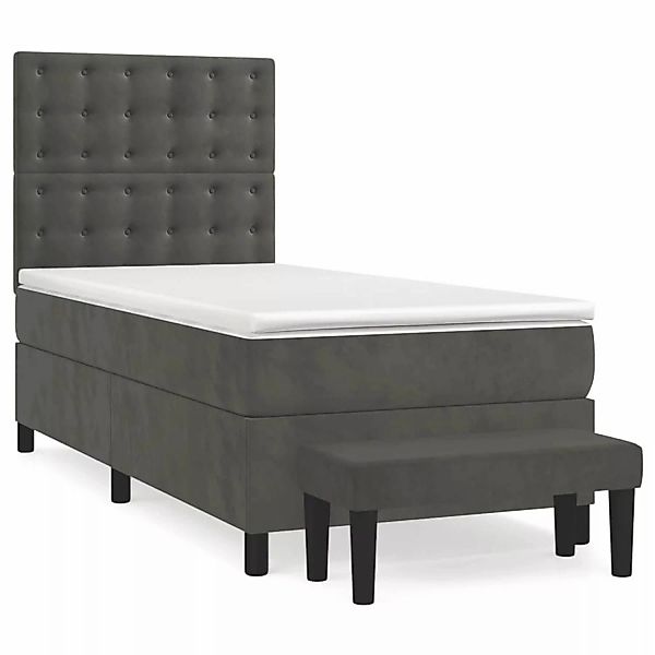 vidaXL Boxspringbett mit Matratze Dunkelgrau 100x200 cm Samt1359511 günstig online kaufen