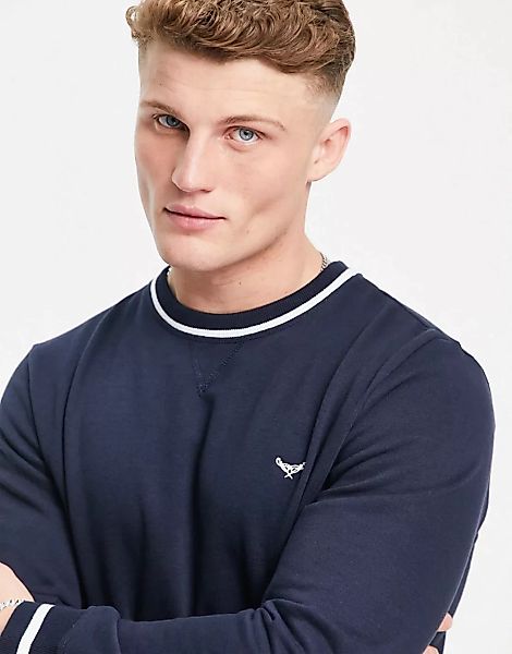 Threadbare – Ringer-Sweatshirt in Marineblau günstig online kaufen