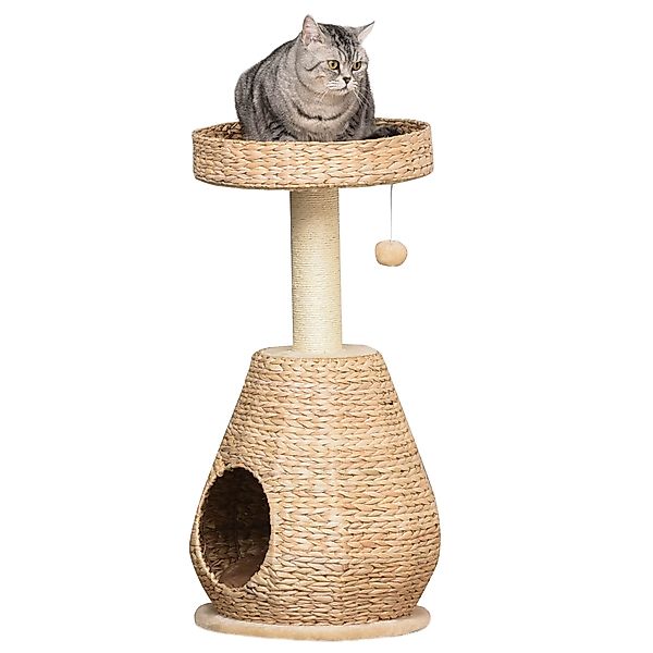 PawHut Kratzbaum Katzenbaum mit Katzenhöhle 82,5H cm, Sisal & Ballspielzeug günstig online kaufen