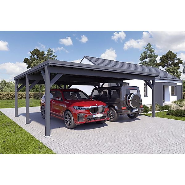 Holzbrüder Carport Ralf 42m² 150kg/m²Anthrazitgrau-Dunkelgrau günstig online kaufen