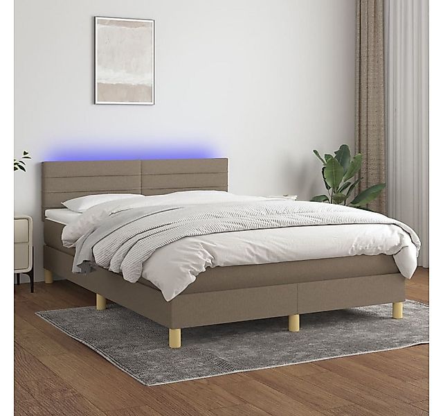 vidaXL Boxspringbett Boxspringbett mit Matratze LED Dunkelgrau 140x200 cm S günstig online kaufen
