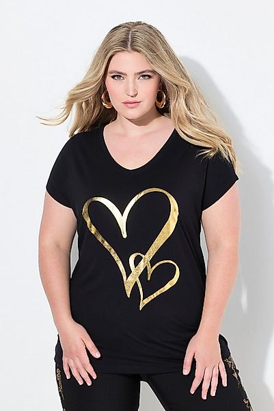 MIAMODA T-Shirt T-Shirt bequeme Passform glänzendem Herz-Motiv günstig online kaufen