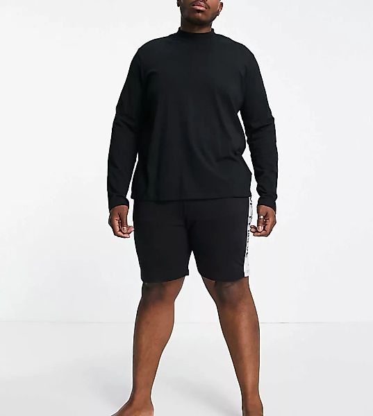 Le Breve Plus – Lounge-Shorts in Schwarz mit weißem Zierband, Kombiteil günstig online kaufen