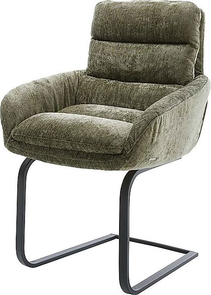 DELIFE Polsterstuhl Abelia-Flex, mit Armlehnen Freischwinger flach Schwarz günstig online kaufen