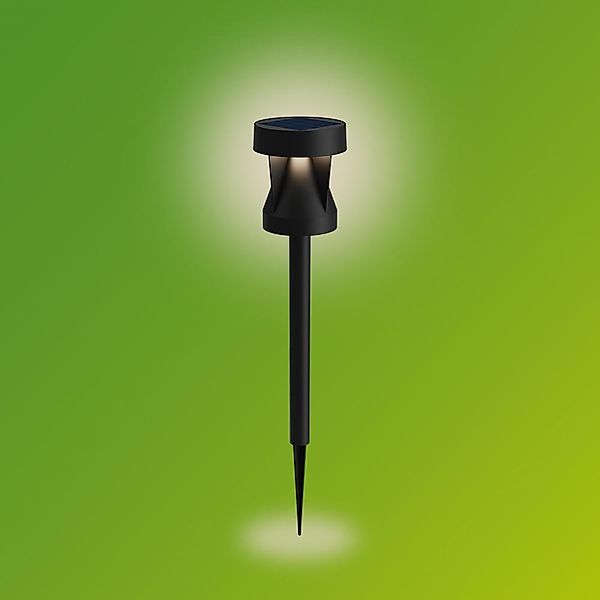 LED Solar Erdspießleuchte Avery in Schwarz 4x 0,45W 200lm IP44 mit Dämmerun günstig online kaufen
