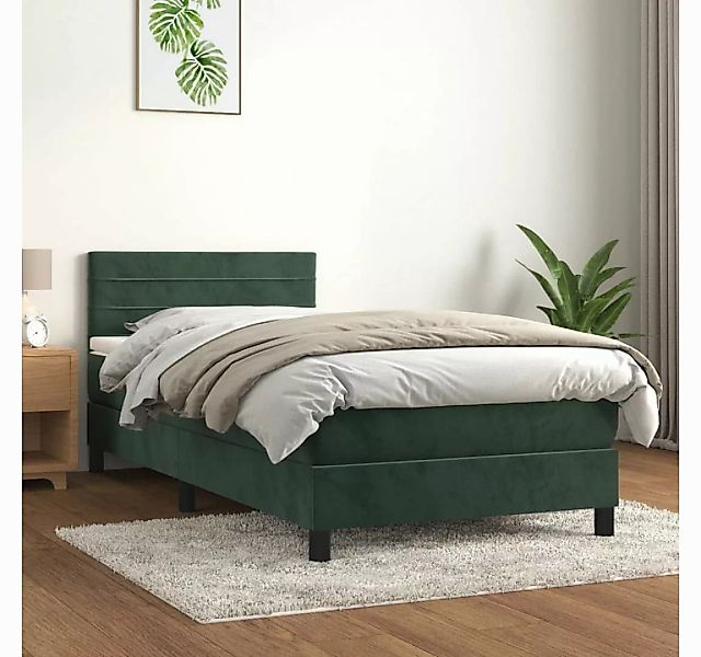 vidaXL Boxspringbett Boxspringbett mit Matratze Dunkelgrün 100x200 cm Samt günstig online kaufen