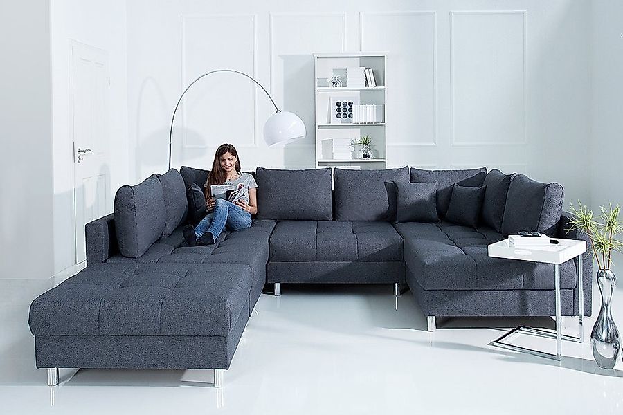 riess-ambiente Wohnlandschaft KENT 305cm anthrazit, Einzelartikel günstig online kaufen