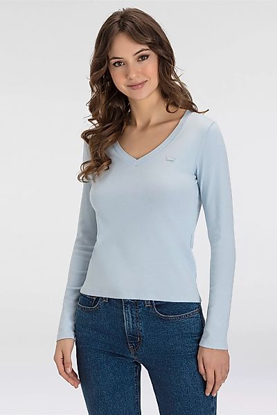 Levi's® Langarmshirt ESSENTIAL HM LS VNECK mit Logo Stickerei günstig online kaufen