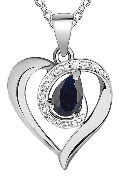 Limana Herzkette Blauer Saphir echter Edelstein 925 Sterling Silber Herz Ke günstig online kaufen