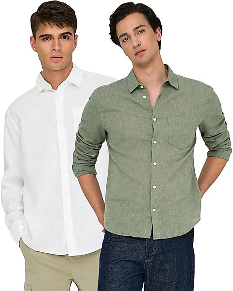 ONLY & SONS Leinenhemd Basic langarm günstig online kaufen