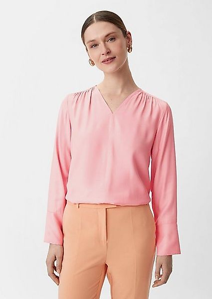 Comma Langarmbluse Viskosebluse mit V-Ausschnitt Raffung günstig online kaufen