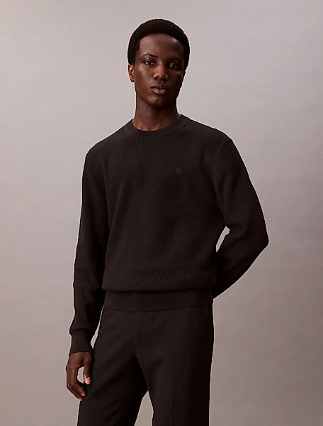 Calvin Klein Strickpullover "LS TXTR CTTN CRWNK S", Mit Rundhalsausschnitt günstig online kaufen