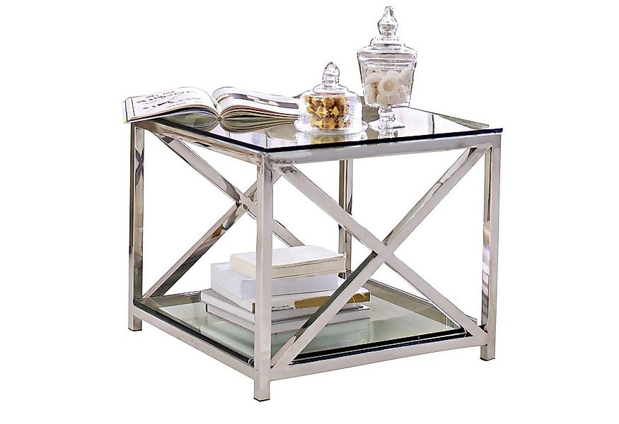 Mirabeau Beistelltisch puristischer Beistelltisch Stamford Edelstahl & Glas günstig online kaufen