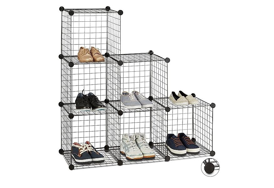 relaxdays Steckregal Regalsystem Drahtgitter 6 Fächer, 35 x 35 cm günstig online kaufen