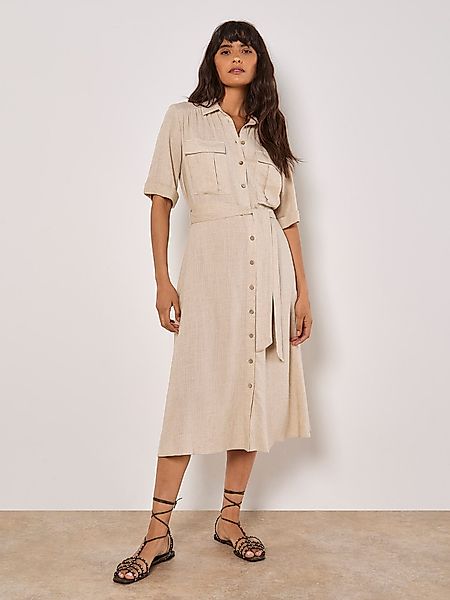 Apricot Sommerkleid Leinen-Hemdblusenkleid, (2-tlg., Stoffgürtel) mit günstig online kaufen