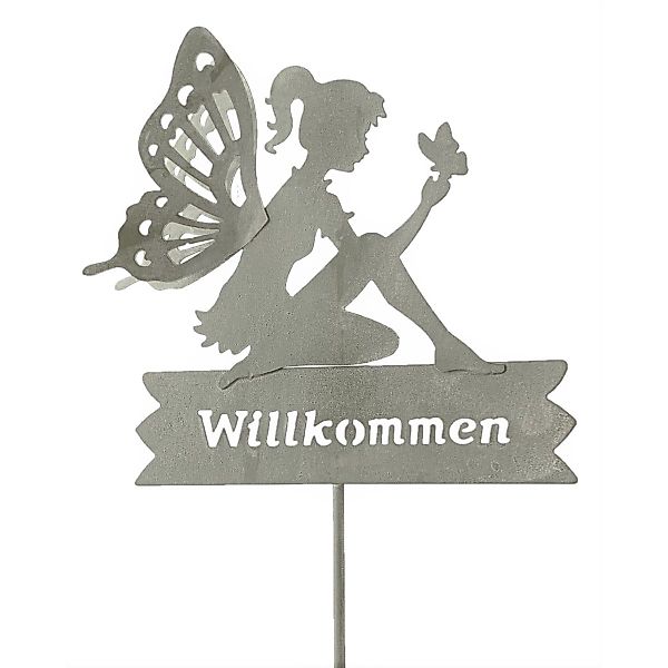 Dragimex Gartenstecker Metall Stecker Elfe "WILLKOMMEN" günstig online kaufen