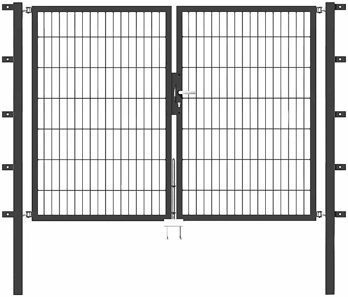 Metallzaun Doppeltor für Doppelstabmatte Grün z. Einbetonieren 120 cm x 400 günstig online kaufen
