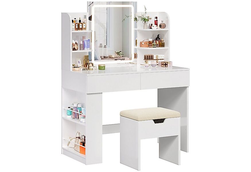 Furnicopia Schminktisch 90/110 cm, LED-Beleuchtung mit einstellbarer Hellig günstig online kaufen