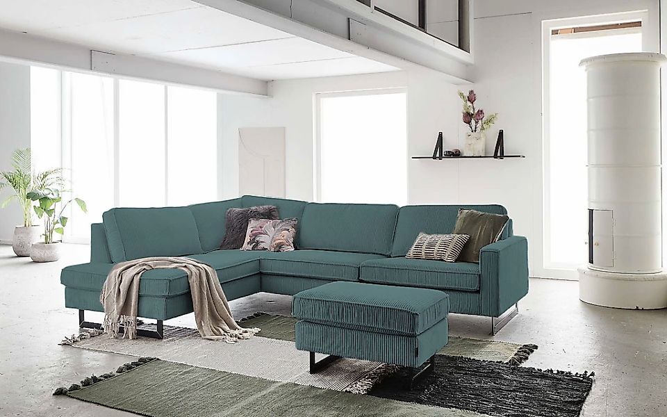 Places of Style Ecksofa "Pinto, 290 cm, Cord, Chenille, Lederoptik, Ottoman günstig online kaufen