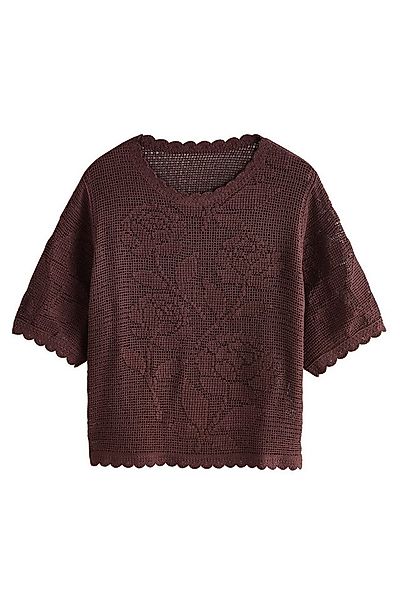 Next Kurzarmpullover Kurzarm-T-Shirt mit Blumenhäkelei (1-tlg) günstig online kaufen