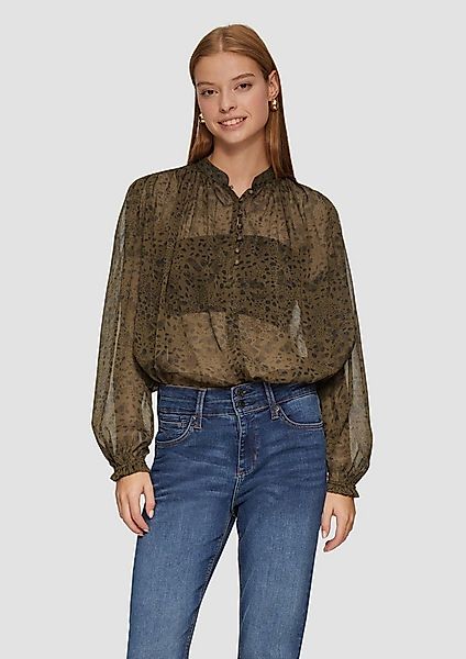 QS Langarmbluse Bluse Leicht transparente Chiffonbluse mit Puffärmeln günstig online kaufen