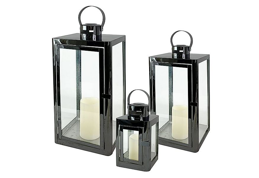 Mojawo Laterne 3er Luxus Laternen / Gartenlaternen Set Edelstahl Platin Opt günstig online kaufen