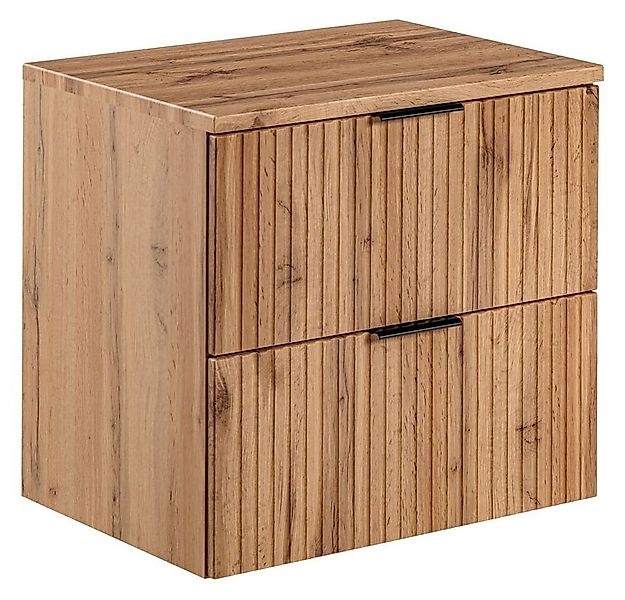 Lomadox Waschbeckenschrank ADELAIDE-56 Wotaneiche mit gerillter Front 60,6/ günstig online kaufen