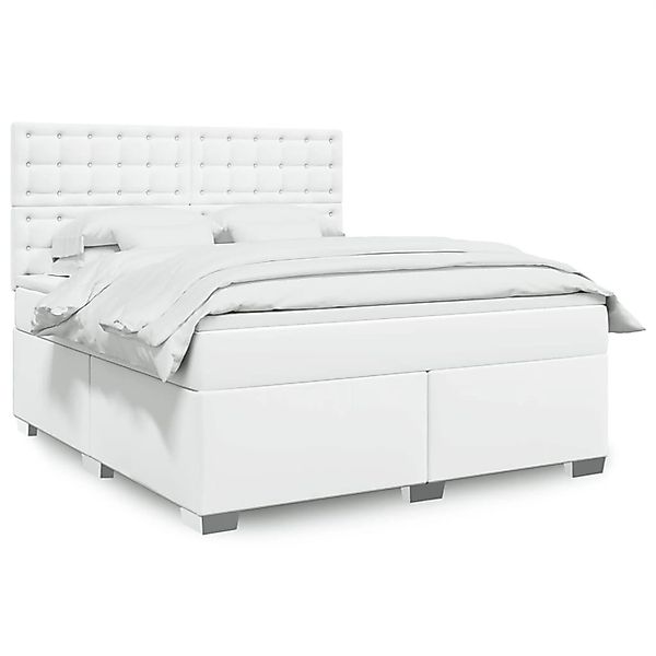 vidaXL Boxspringbett mit Matratze Weiß 180x200 cm Kunstleder 3293033 günstig online kaufen