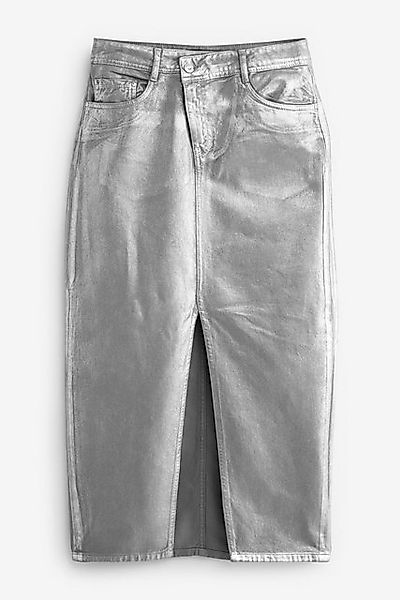 Next Jeansrock Jeans-Midirock Metallic mit asymmetrischer günstig online kaufen