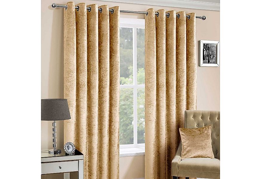 Homescapes Gardine Luxus Ösenvorgang-Paar aus Pannesamt in Gold/Senfgelb, 1 günstig online kaufen