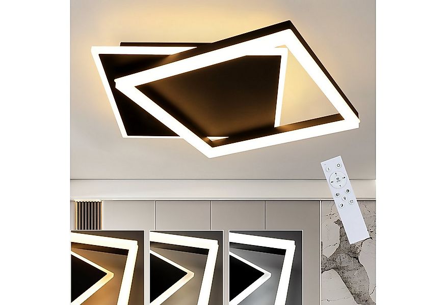 Nettlife LED Deckenleuchte 44W Deckenleuchte Schwarz 2 Quadrat, Augenschutz günstig online kaufen