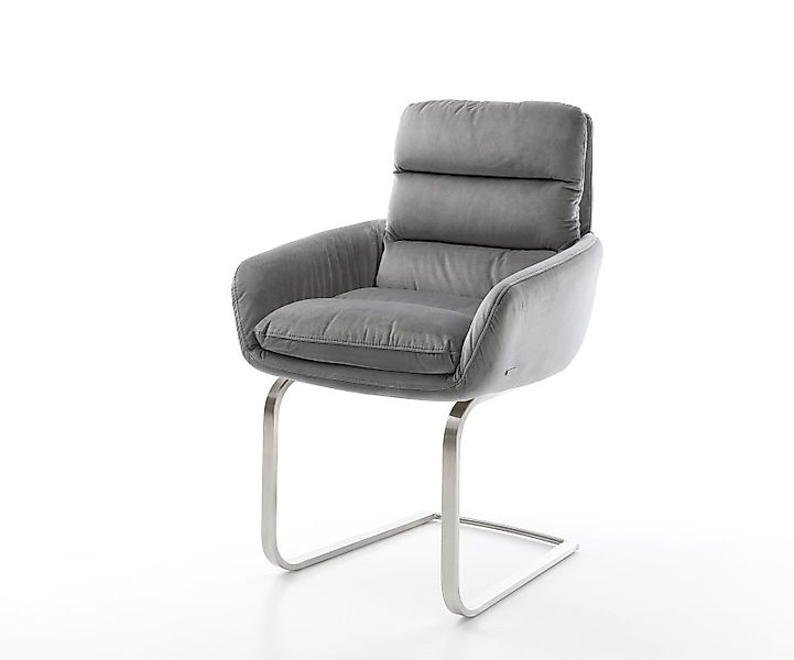 Freischwinger Abelia-Flex mit Armlehnen Samt Grau Freischwinger flach Edels günstig online kaufen
