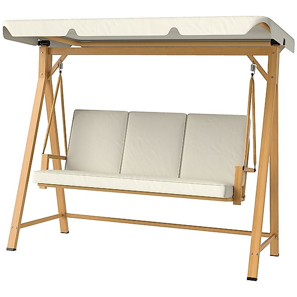 Outsunny Hollywoodschaukel mit verstellbarem Sonnendach Sitzauflage, Holzop günstig online kaufen