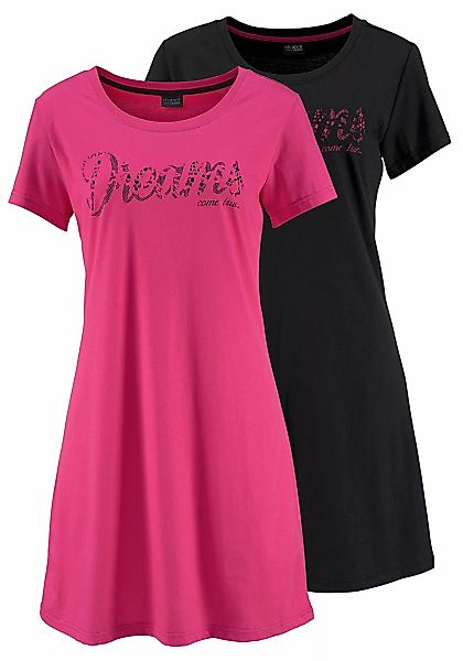 Vivance Dreams Sleepshirt, (2er-Pack), mit Print in Spitzenoptik günstig online kaufen