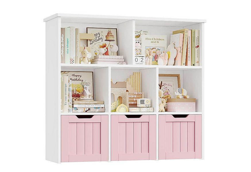 Homfa Kinderregal mit 3 Spielzeugkisten auf Rollen, Spielzeugregal mit 5 of günstig online kaufen