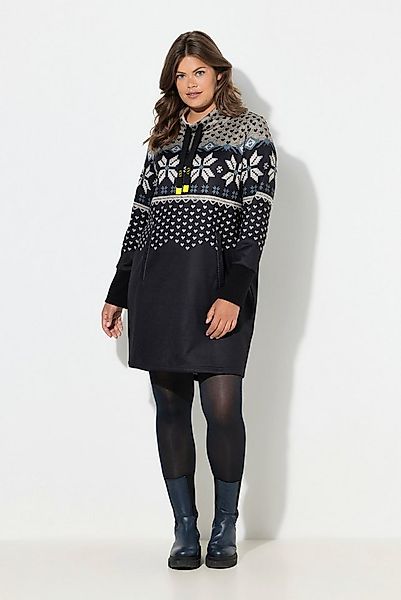Laurasøn Midikleid Norweger-Strick Fleece Kleid Langarm Stehkragen günstig online kaufen