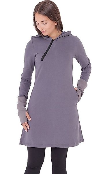 PUREWONDER Sweatkleid Sweat-Kleid mit Kapuze Einfarbig dr17 Grau L mit Kapu günstig online kaufen