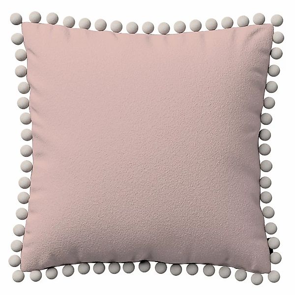 Kissenhülle Wera mit Bommeln, rosa, 45 x 45 cm, Bouclé (702-84) günstig online kaufen