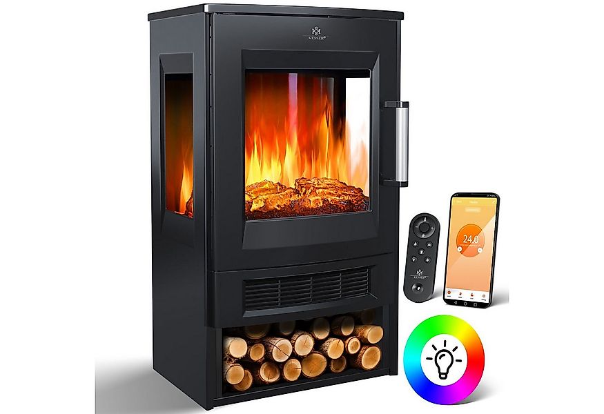 KESSER Elektrokamin, mit Heizung Panorama-Sichtfenster Heizlüfter 9 LED-Fla günstig online kaufen