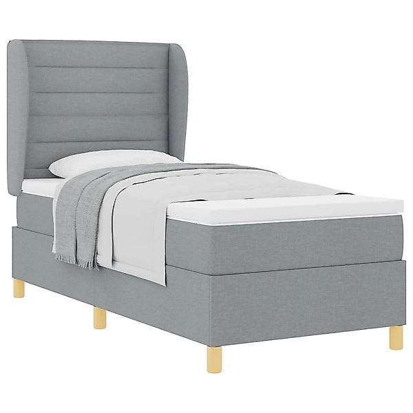 vidaXL Boxspringbett mit Matratze Dunkelgrau 90x190 cm Hellgrau 3340676 günstig online kaufen