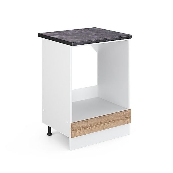 Vicco Herdumbauschrank R-Line Herdschrank Sonoma/Weiß 60 cm AP Marmor günstig online kaufen