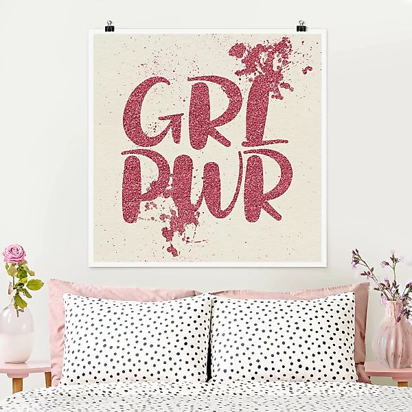 Poster Kinderzimmer - Quadrat Girl Power günstig online kaufen